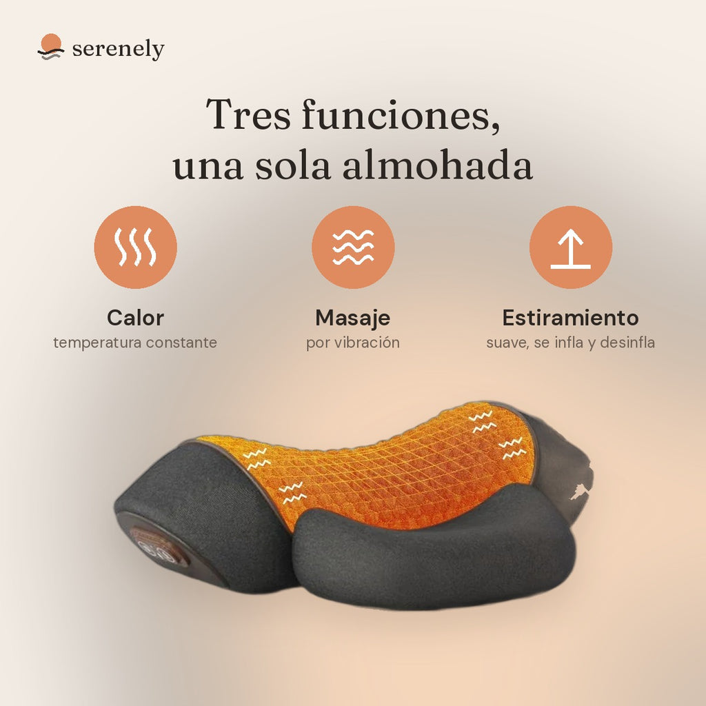 Tres funciones: calor, masaje por vibración y estiramiento