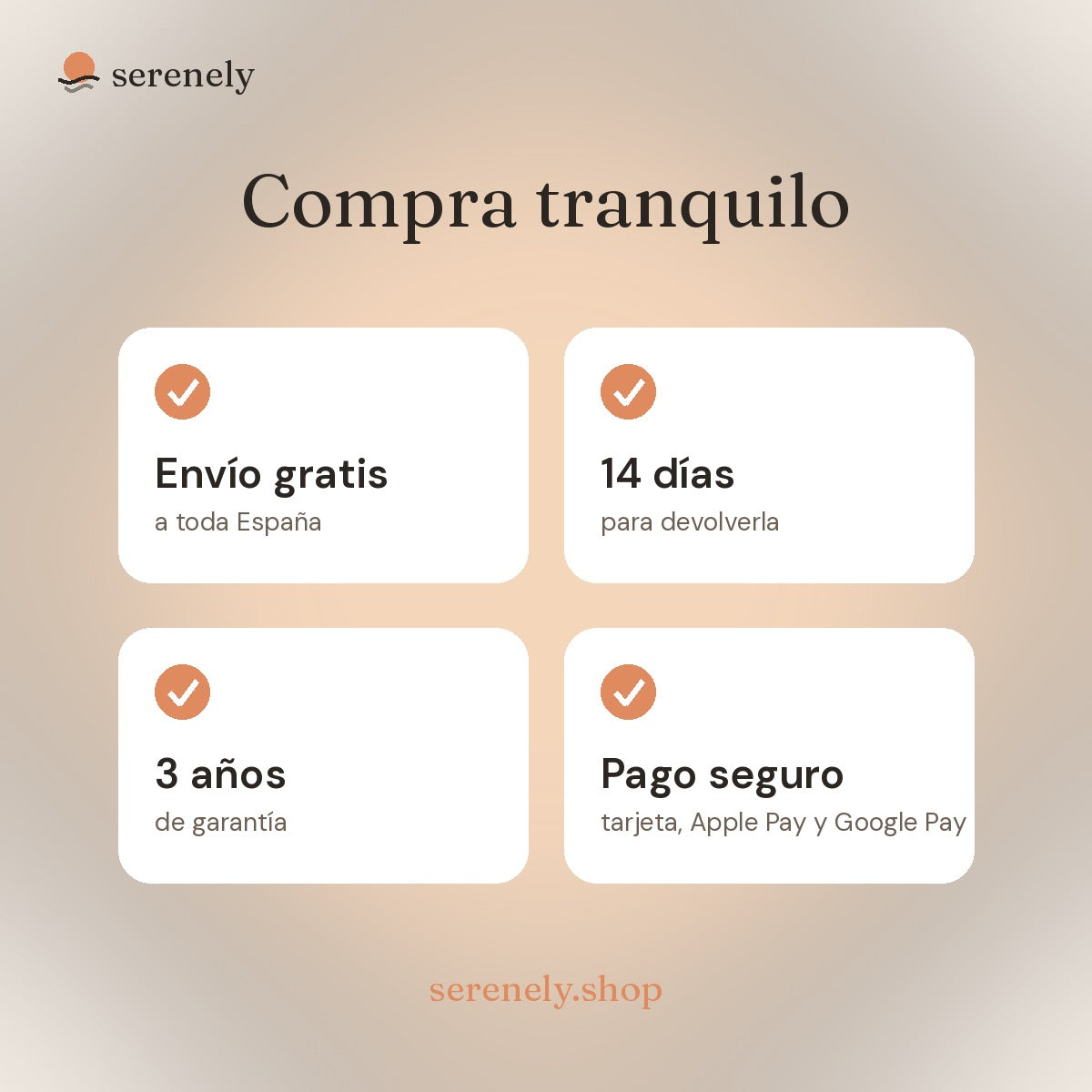 Envío gratis, 14 días de devolución y 3 años de garantía